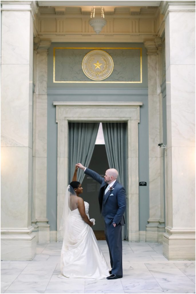 Groom twirls bride for Richmond Virginia Wedding photos