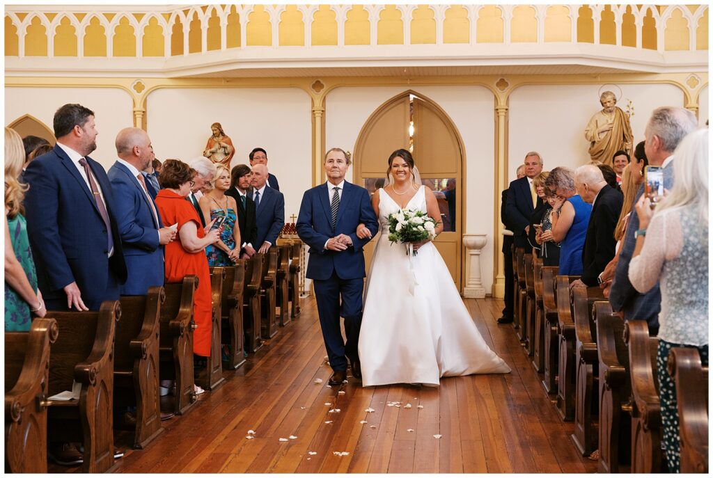 Bride Walking Down Aisle, Escorted by Father