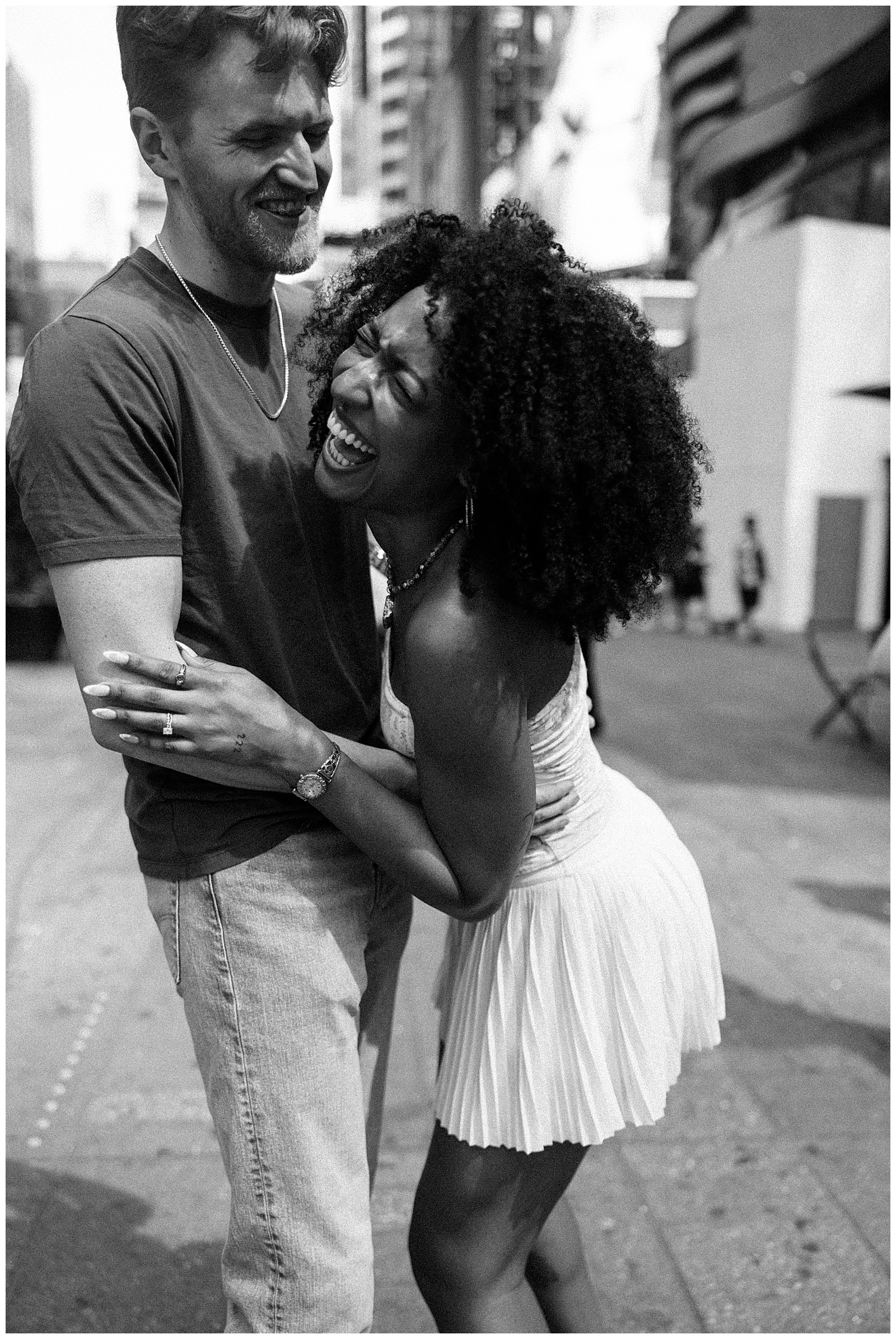 Young Couple Laughing, Having Fun During Couples Session in NYC