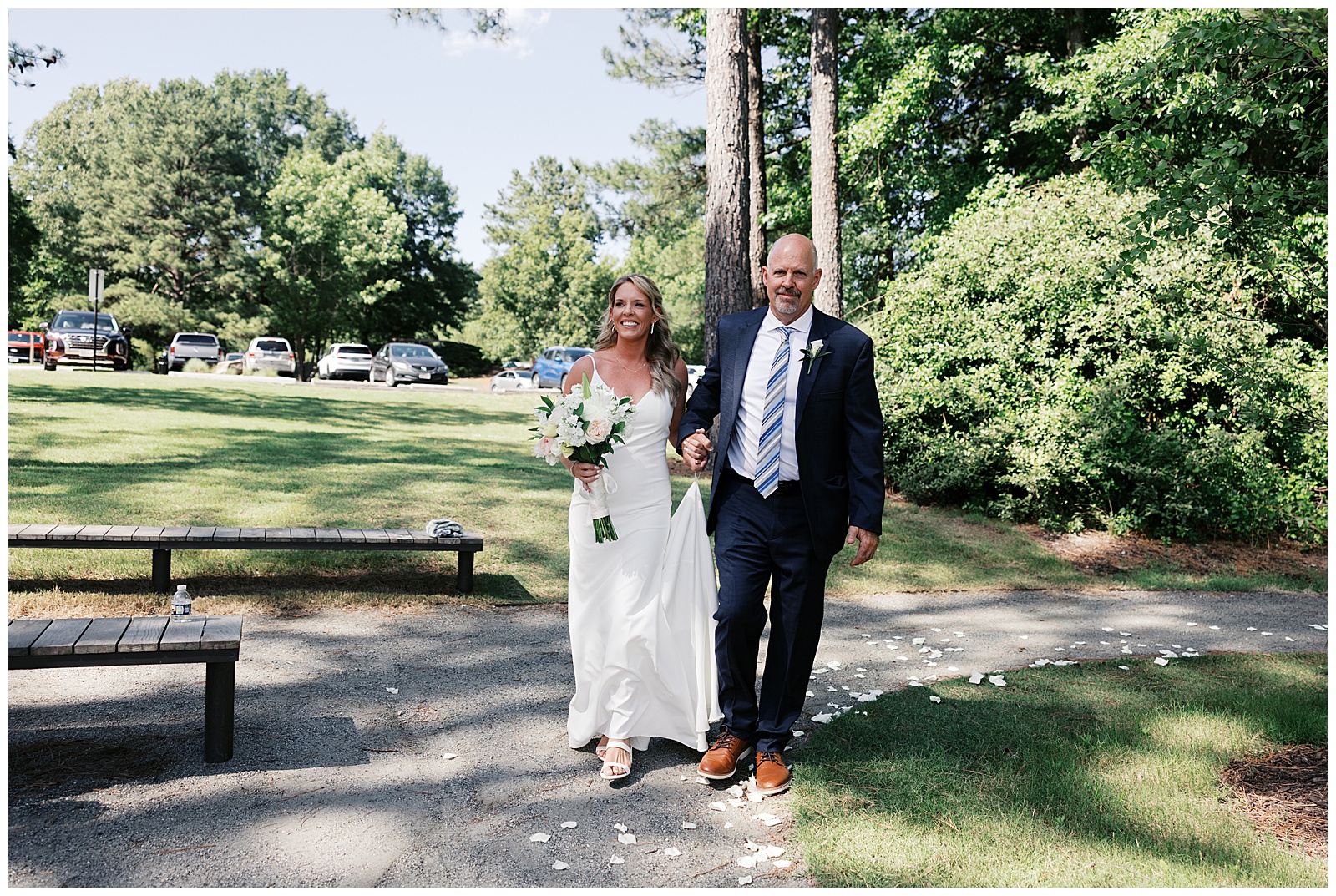 Bride Walking Down Aisle at 3 Lakes Wedding Ceremony