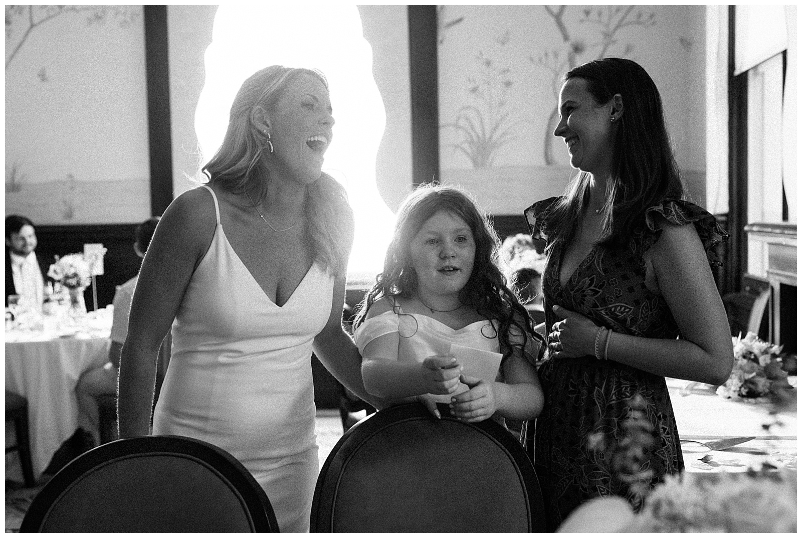 Bride Laughing with Guest at Jefferson Hotel Wedding Reception