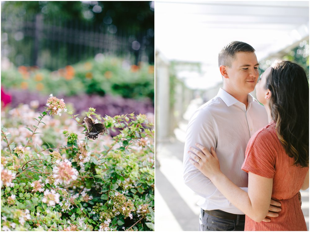 Engagement photos with bright spring flowers